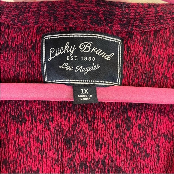 Lucky Brand Marled Open Front Long Cardigan Sweater Red Size 1X - Picture 2 of 9